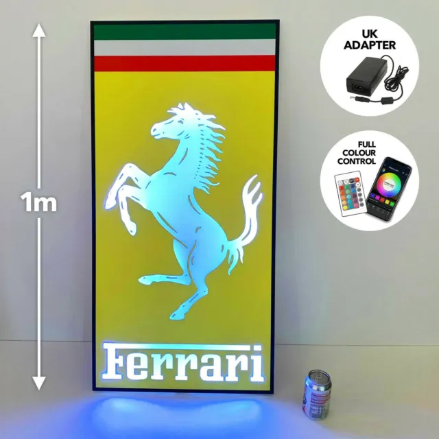 Ferrari Beleuchtete LED Lichtbox Wandschild (Garage/Menschenhöhle) - GROSS 1m hoch