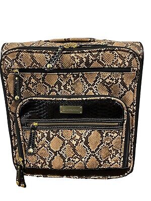 Samantha Brown Python LUGGAGE Rolling Carry-It-All Bag-Tan/Black UNDERSEATER
