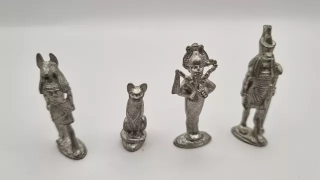 4 Small Egyptian Pewter Figures