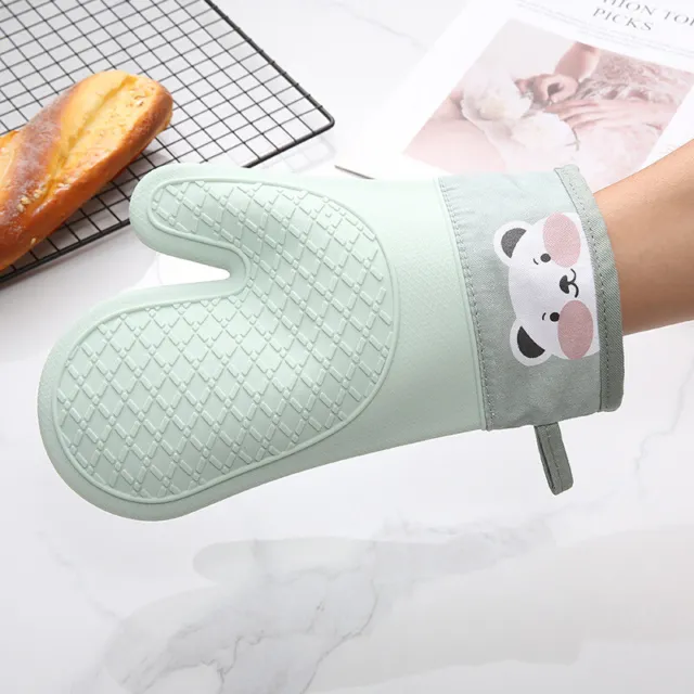 Nuevos guantes de silicona y algodón sarga de doble capa para horno microondas guantes