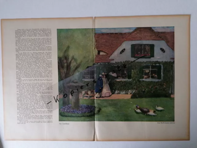 ORIGINAL Blatt aus der Zeitschrift JUGEND 1918 Wolff-Zamzow Landhaus Gadau T126