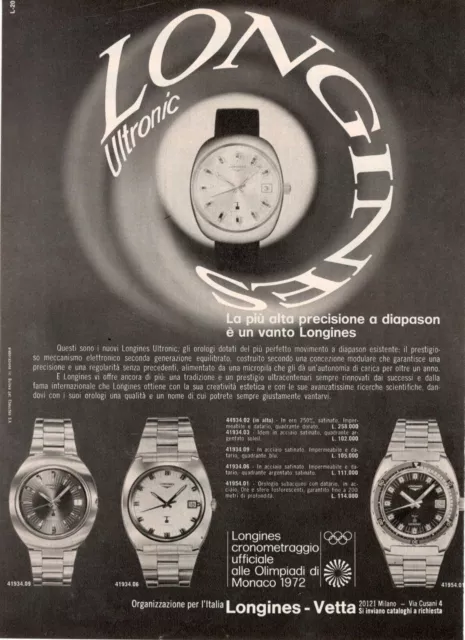 Armbanduhr Longines Alpspitze Ultronic Werbung 1 Seite 1971 Original 6N