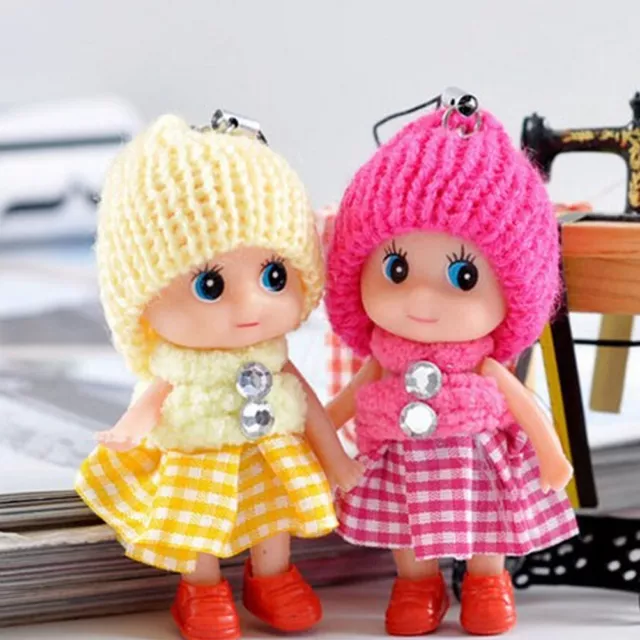 2x Soft Baby Dolls Expression Mini Doll Cell Phone Keychain Toy Xmas Girl Gift *
