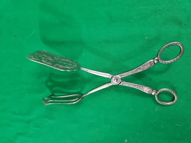 Vintage Silver Plate Cake Scissor Tongs Pastry Server, 8.5