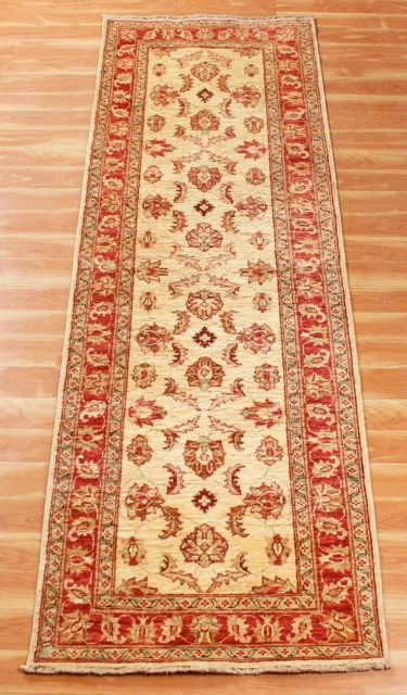 Hand Knotted Runner Wool Area Rugs Parsian Oriental Beige Carpets 2.5x8 ft