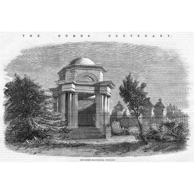 DUMFRIES The Robert Burns Mausoleum - Antique Print 1859