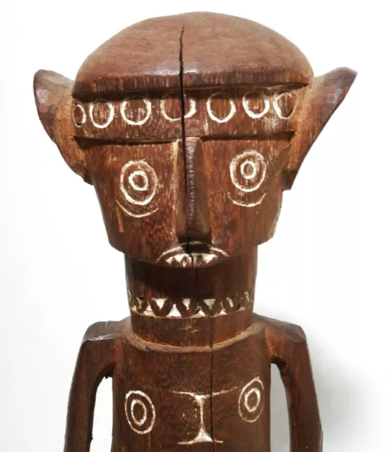 Papouasie Neuve Vinte Guinee Sculptée À La Main/Peinte Bois Divinité Figue Tribale Océanique/Art Populaire 2