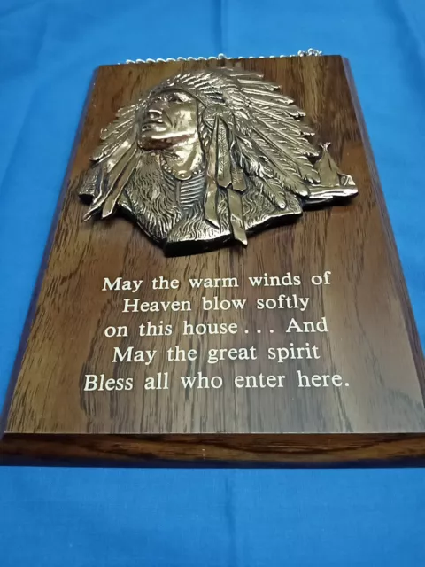 Native American Indian Wood Plaque with Quote Wall Hanging