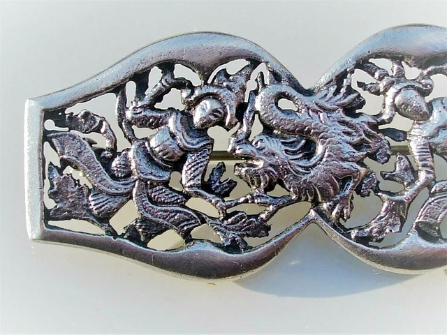 Broche Ancienne Dragon Volant En Argent 800/1000 - Poinçon Sanglier - Début 1900 - Très Bon état