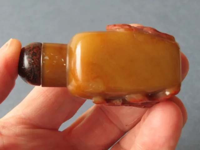 Fine Old Chinese Carnelian Agate Snuff Bottle - Phoenix & Peony - Monkey & Horse 3