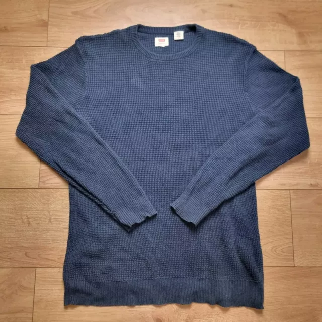 Levi's Mens Knitted Jumper Pullover Navy Blue Round Neck - Size L