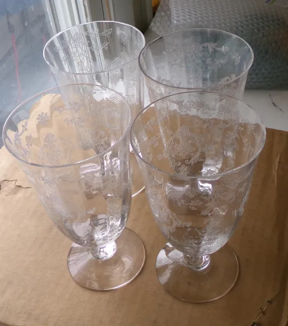 Fostoria Crystal Navarre 5 7/8 TALL  Ice TEA or Water  Glasses - Set of Four