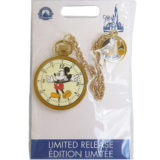 DISNEY WORLD 50TH Anniversary Vault Mickey Mouse Pocket Watch Pin Ltd