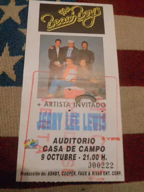 1990 Jerry Lee Lewis The Beach Boys Ticket Spain Spanish Entrada De Concierto