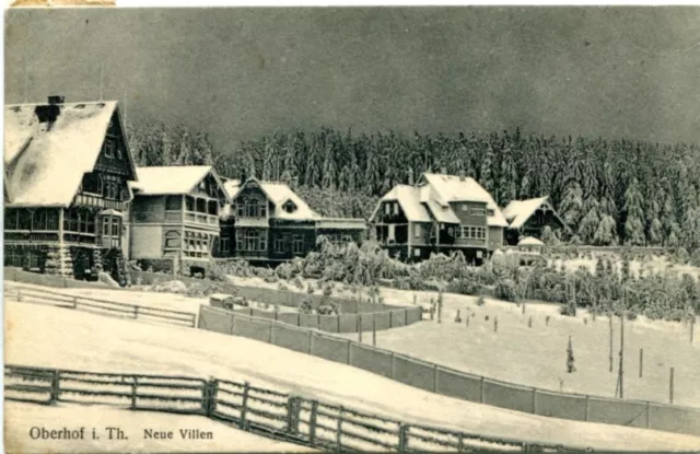 uralte AK, Oberhof in Thüringen, Neue Villen, Bahnpost mit Zugstempel, 1912