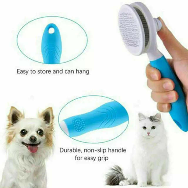 Pet Dog Cat Brush Grooming Self Cleaning Slicker Brush Massage Hair Comb Cleaner 3