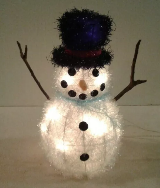White wire indoor 12" tall lighted "SNOWMAN" - Nice