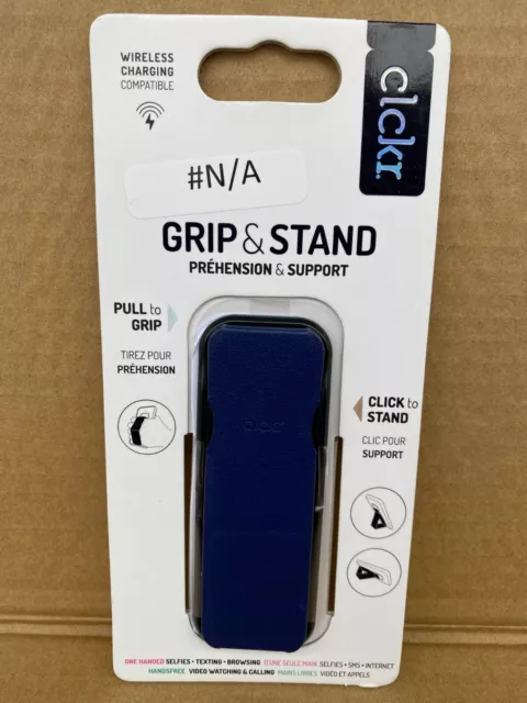 ClCKR Stand & Grip Strap Holder Kickstand - Smooth Leather Navy Blue