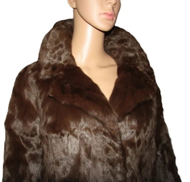 EUC Furs by Leonard Stunning Soft Brown Rex Rabbit Fur Coat Bell Sleeves Large