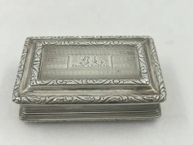 Antique Georgian IV Sterling Silver Large Snuff Box, Birmingham 1823, 116 grams