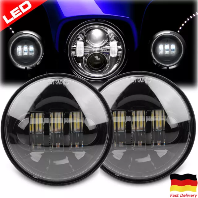 2x 4.5" Zoll LED Nebelscheinwerfer Zusatzscheinwerfer Tagfahrlicht für Harley