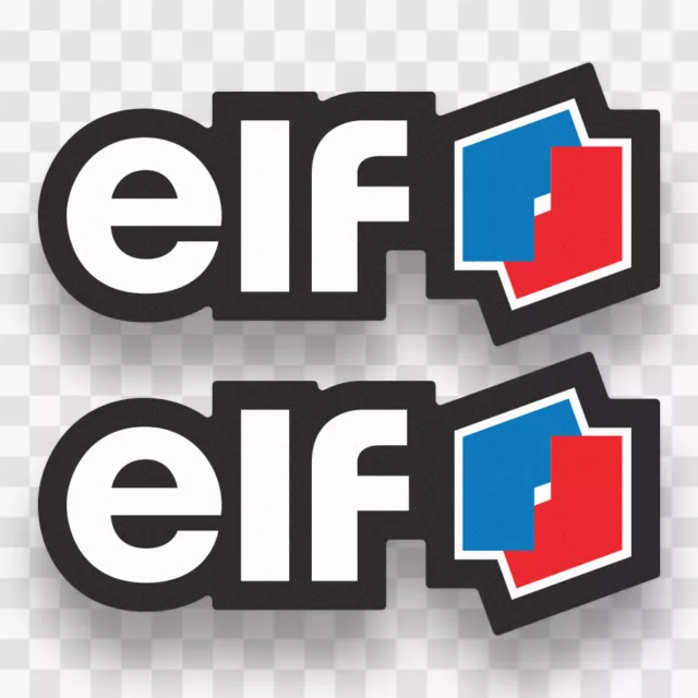 2x ELF Sticker Vinyl Decal Oil Fuel Racing Race Moto F1 Motorcycle