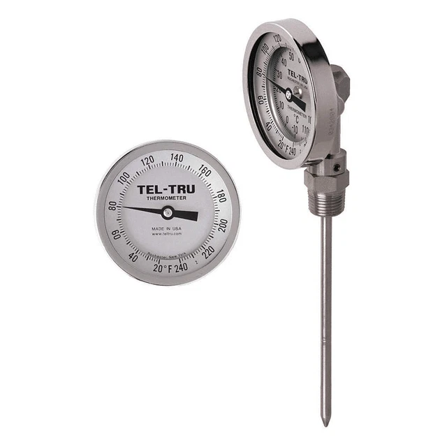 TEL-TRU BC550R-0964 Analog Dial Thermometer,Stem 9" L