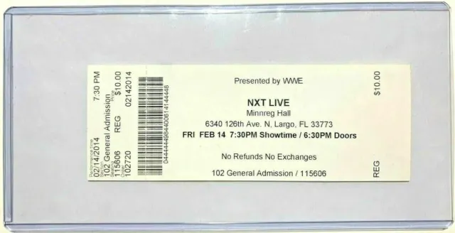 NXT LIVE Bayley vs Sasha Banks TV TAPING ticket stub wwe wrestling Feb 2014