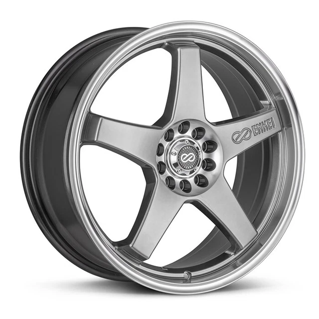 Enkei EV5 17x7 4x100/114.3 38mm Offset 72.6 Bolt Diameter Hyper Black w/ Machined Lip Wheel main image 0