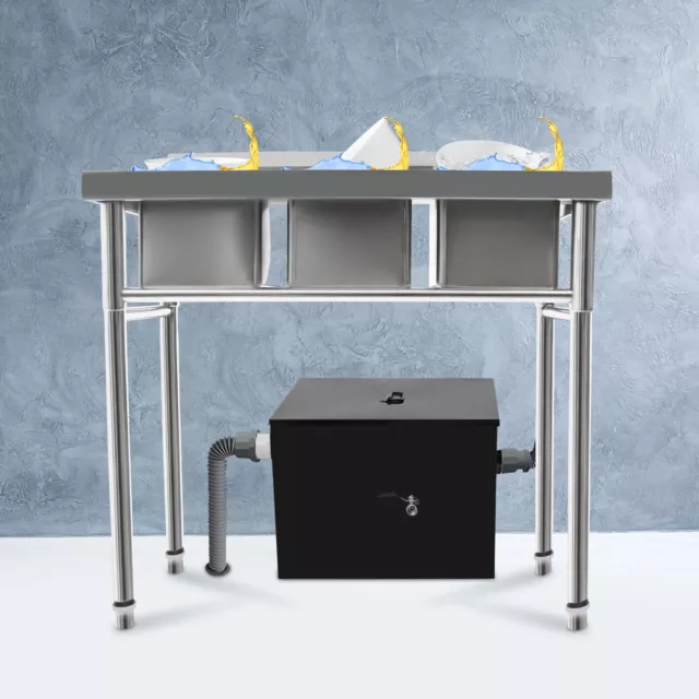 Commercial Stainless Steel Interceptor 2.2GPM Gallon Per Minute Grease Trap 40LB