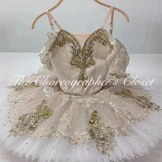 Professional Ballet Tutu Beige Gold Aurora Paquita Nutcracker Costume XS Small A