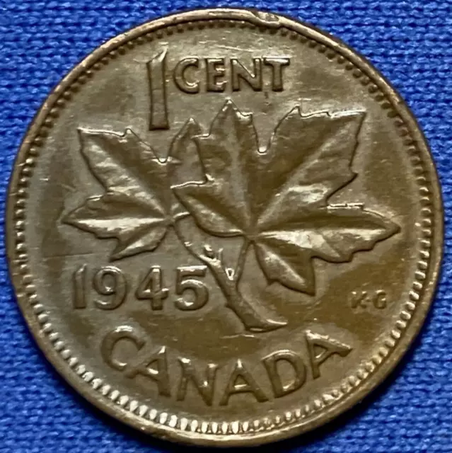 1945 Canadian Penny 1 Cent Very Nice Coin George VI