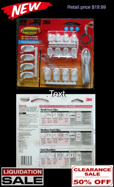 3M Cord Organizer 17 Pc Kit With 24 Pc Command Adhesive 17379 New