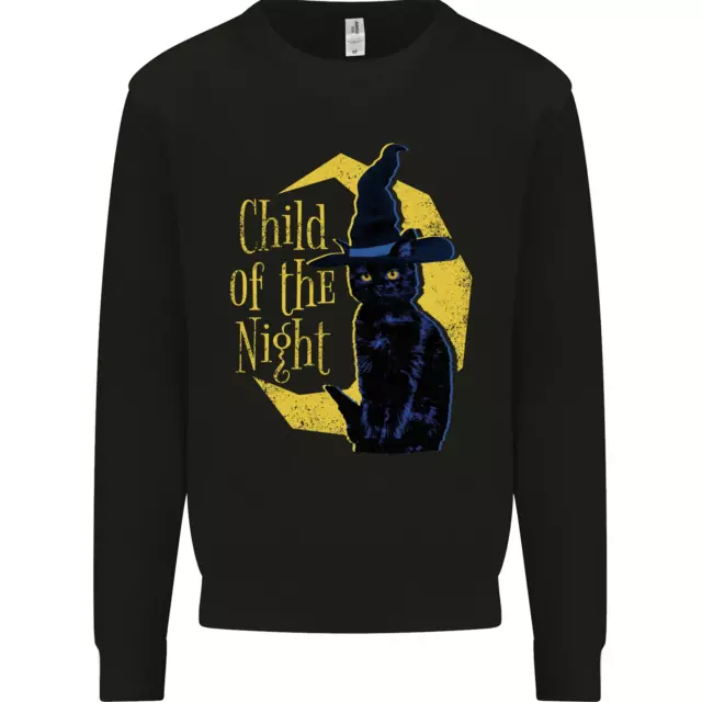 Child of the Night Halloween Black Cat Witch Mens Sweatshirt Jumper