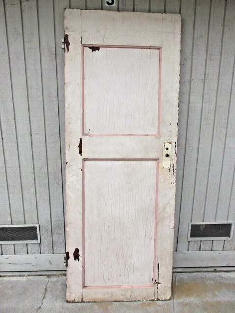 Antique Two Panel Farmhouse Wood Door 77" w/ Wear Shipping Available $$