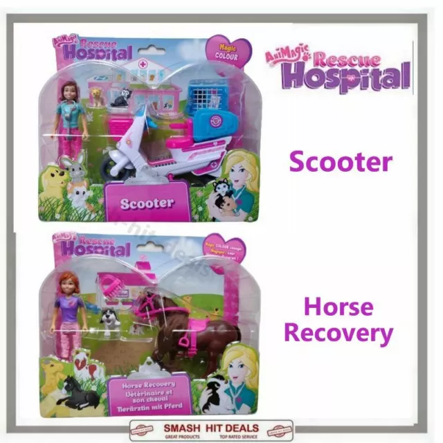 Animagic Rescue Hospital Veterinary Playset Scooter & Horse Sets PRICE INC BOTH