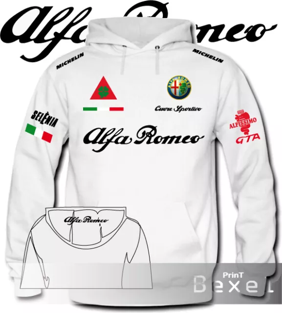Felpa hoodie printed Alfa Romeo Cuore Sportivo 3 Alfissimo Biscione 7 colori B