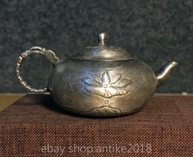 3.2 " Antique Old Japan Japanese Pure Silver Lotu Flower Teapot Tea Kettle