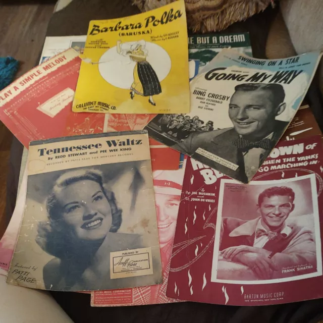 Vintage Lot of 13 Assorted Sheet Music from the 1940s- Bing Crosby