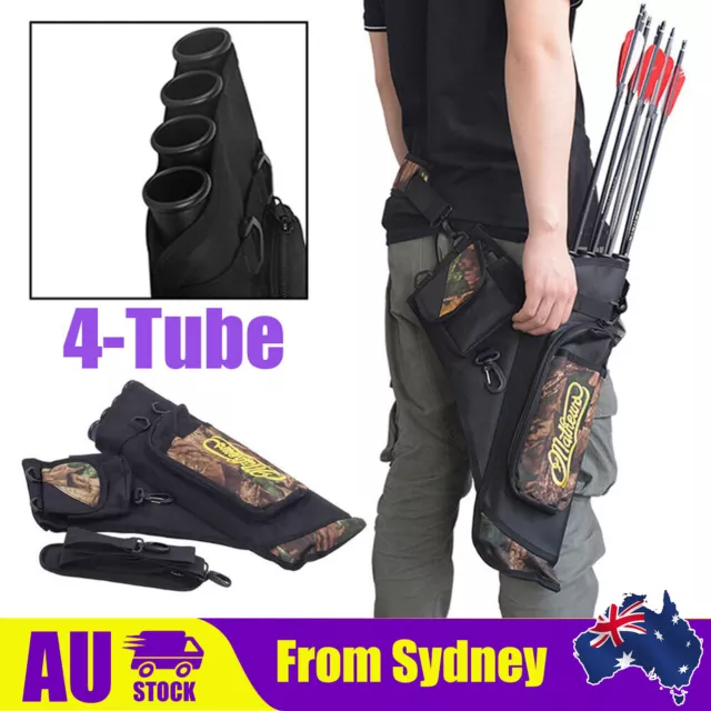 Arrow Quiver 4 Tube Holder bag Archery Back Side Waist Quiver Hunting Target Q