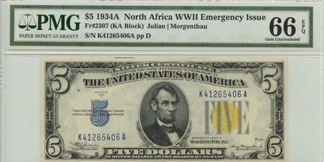 1934A $10 N. Africa - WWII Emergency Issue Fr# 2307 PMG 66 EPQ