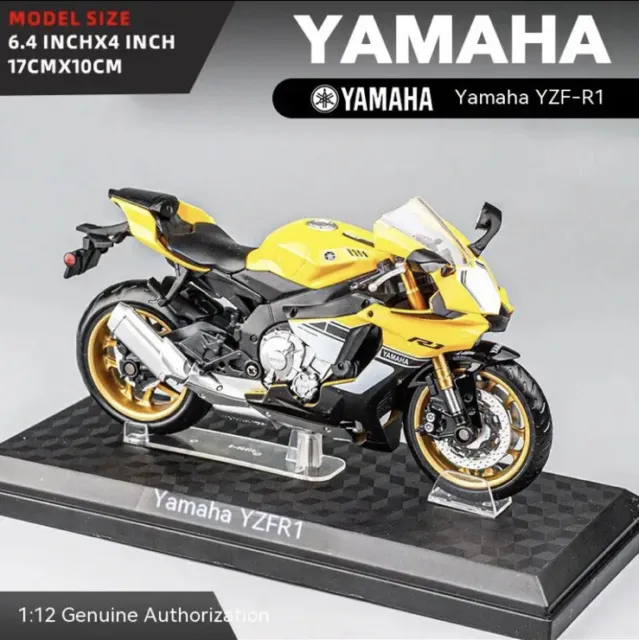 Moto Miniature Yamaha Yzf R1 Jaune 1/12 Jouet Collection Modèle