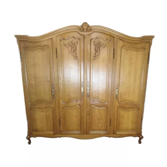 French Louis XV oak  4 door armoire/wardrobe