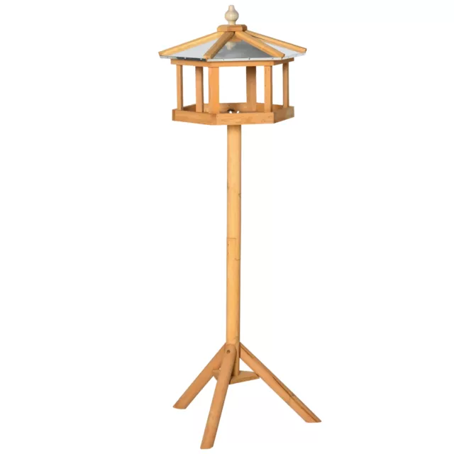 PawHut Wooden Bird Table Free Standing Feeder Garden and Backyard Station