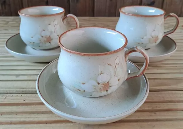 Denby/Langley DayBreak Sherwood Shaped Coffee Mugs with Saucers Three