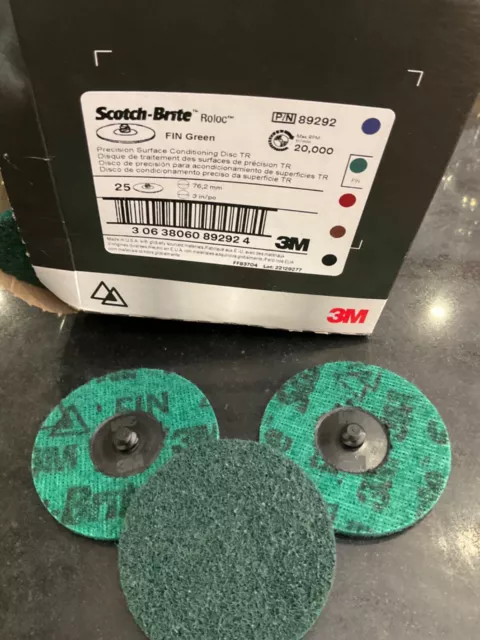 Box(25) Scotch-Brite Roloc Surface Conditioning Disc 89292 FIN Fine TR 3" 76.2mm