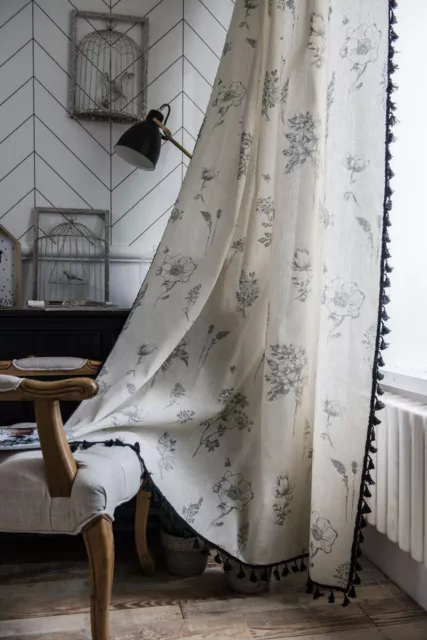 Tassel Vintage Curtain for Living Room Bedroom Valance Window Drape Home Decor