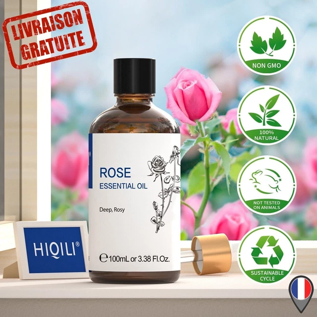 Huile Essentielle de Rose 100ml Pure 100% Naturelle Massage Aromathérapie DIY