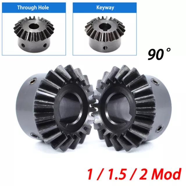 1/1.5/2 Mod Bevel Gear 16-30 Teeth Transmission Gears Bevel Teeth 90° 45# Steel