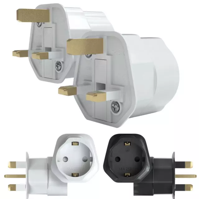 2x Reiseadapter DE auf UK GB England 3pin Steckdose Reisestecker Adapter Strom